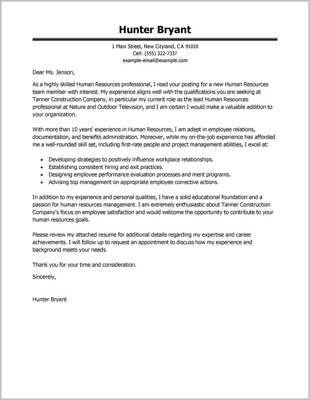 Sample Resume Cover Letter Hr Professional Sample Resume Cover Letter Hr Professional