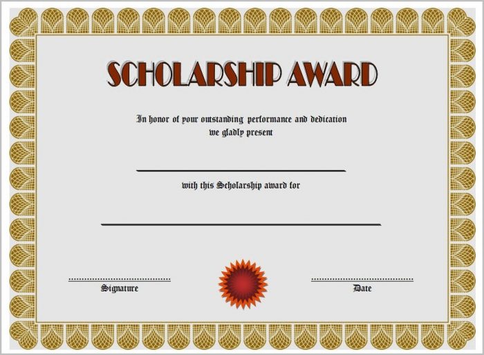 Scholarship Award Certificate Template Scholarship Award Certificate Template