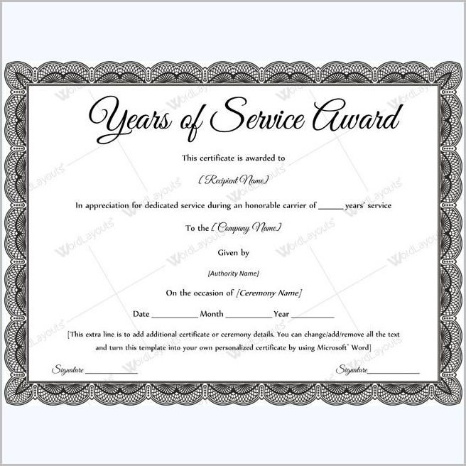 Service Award Certificate Template Service Award Certificate Template