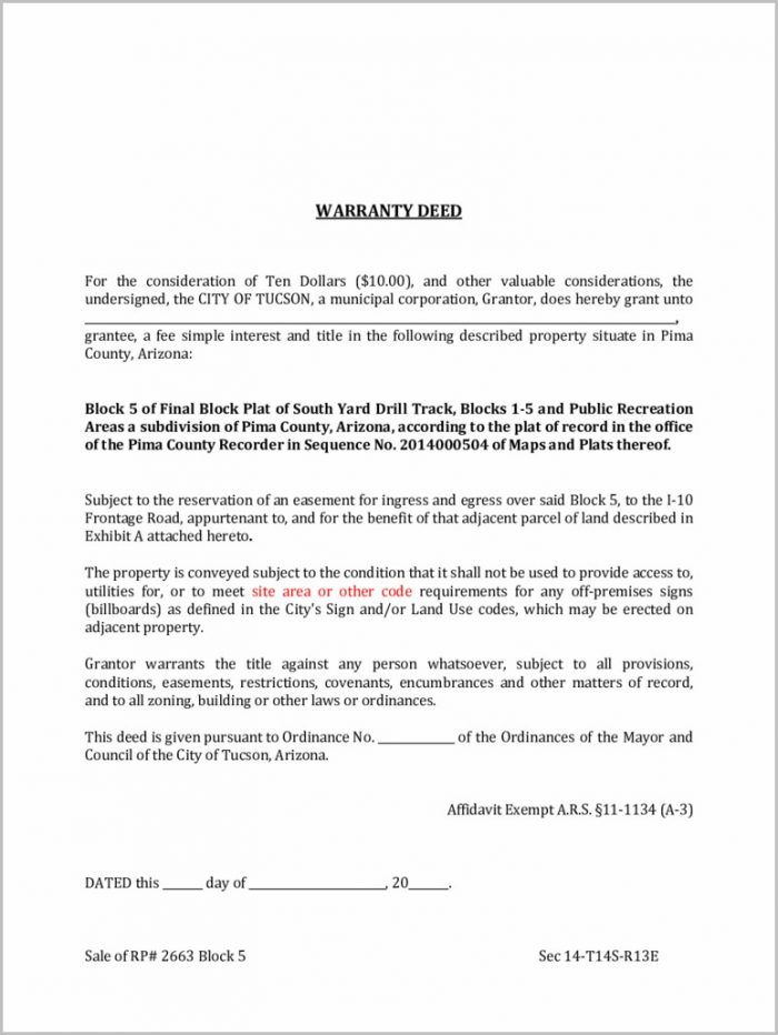 Special Warranty Deed Form Arizona Special Warranty Deed Form Arizona