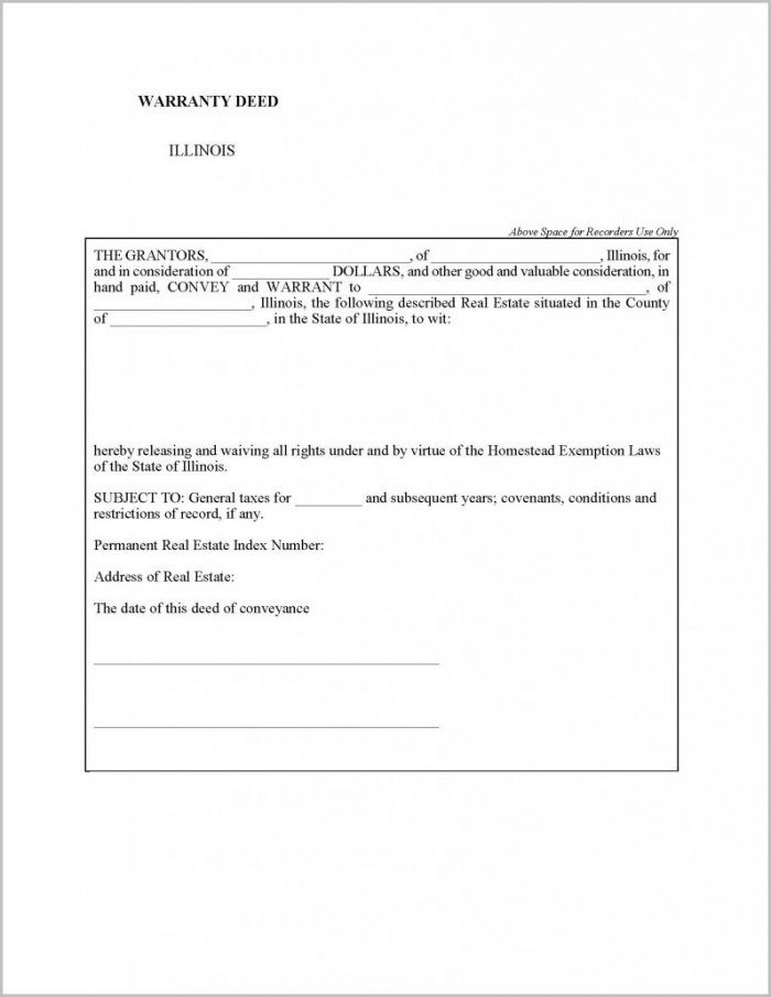 Special Warranty Deed Form Illinois Special Warranty Deed Form Illinois
