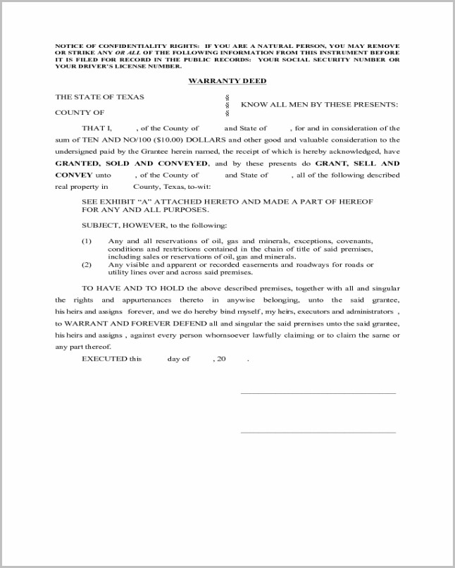 Special Warranty Deed Form In Texas Special Warranty Deed Form In Texas
