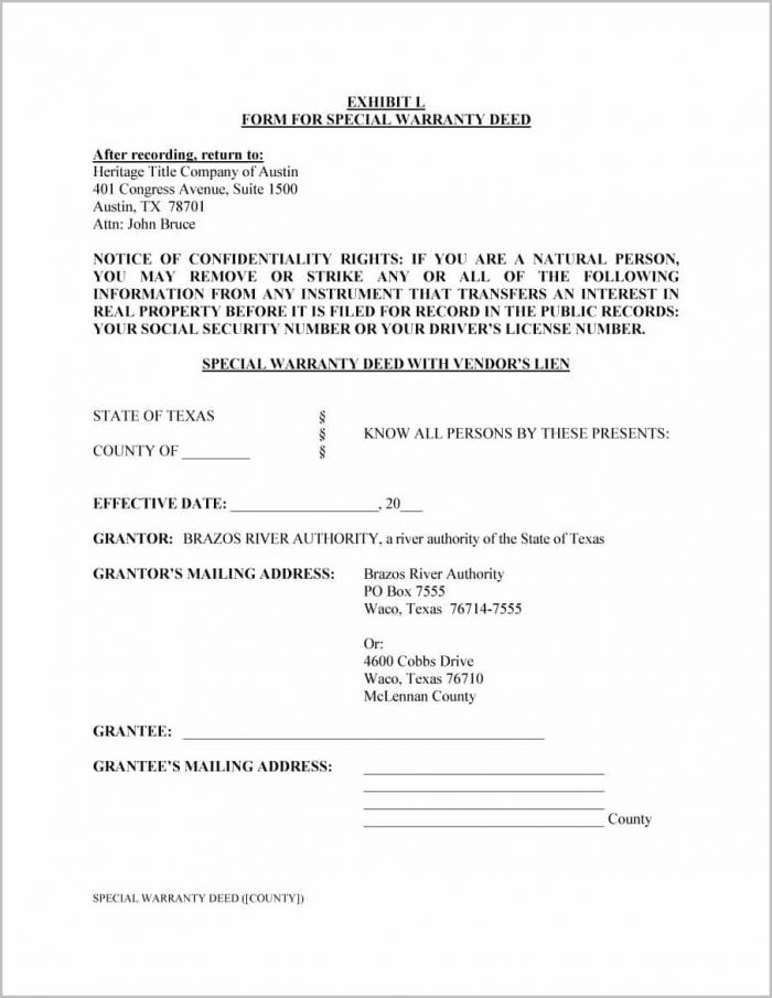 Special Warranty Deed Form Texas Divorce Special Warranty Deed Form Texas Divorce