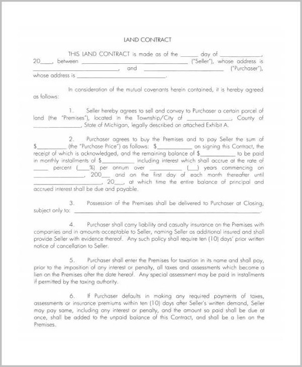 State Of Michigan Land Contract Form State Of Michigan Land Contract Form