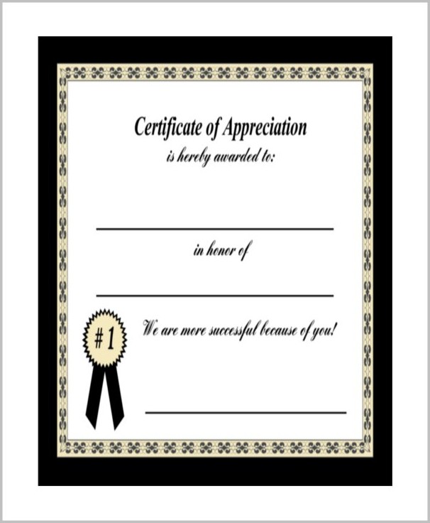 Template Of Certificate Of Appreciation Template Of Certificate Of Appreciation