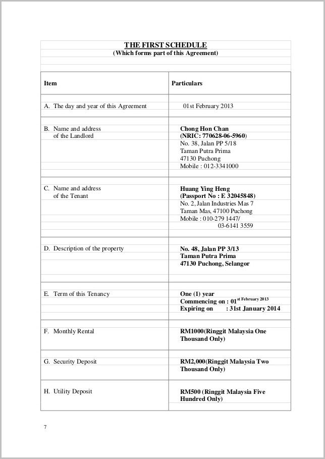 Tenancy Agreement Template Word Malaysia Tenancy Agreement Template Word Malaysia