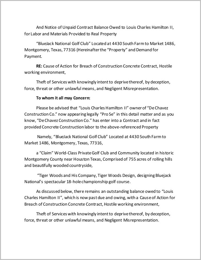 Texas Mechanics Lien Demand Letter Texas Mechanics Lien Demand Letter