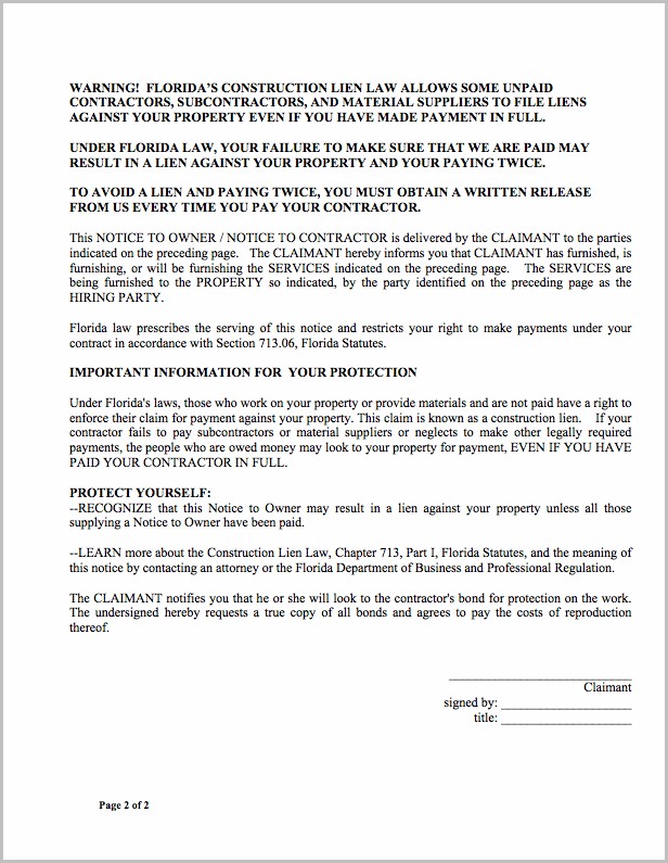 Texas Mechanic's Lien Notice Letter Texas Mechanic's Lien Notice Letter