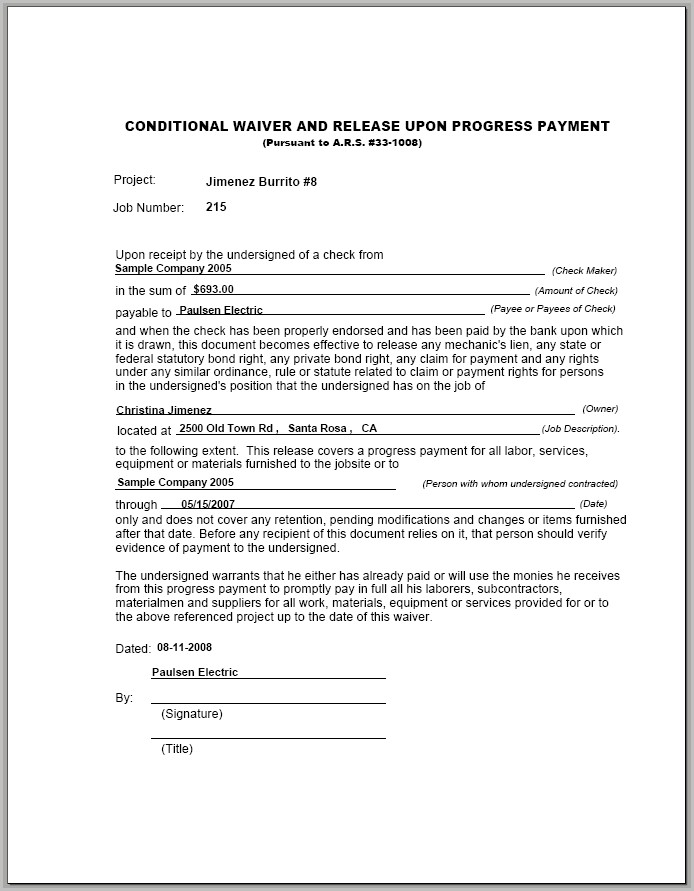 Texas Release Of Mechanic's Lien Form Texas Release Of Mechanic's Lien Form