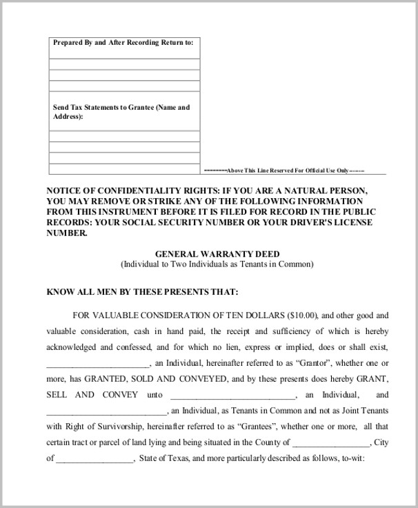 Texas Warranty Deed Form Pdf Texas Warranty Deed Form Pdf