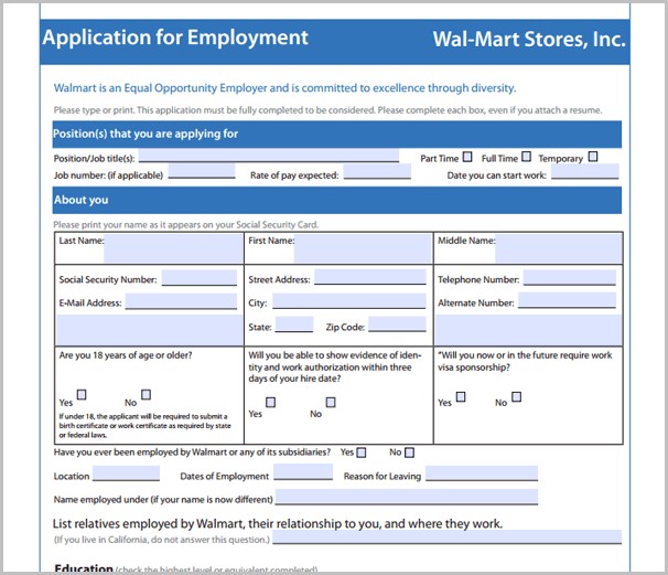 Walmart Job Application Age Walmart Job Application Age
