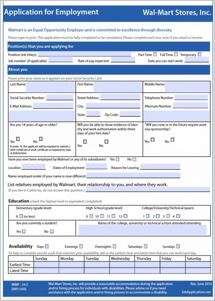 Walmart Retail Job Application Walmart Retail Job Application