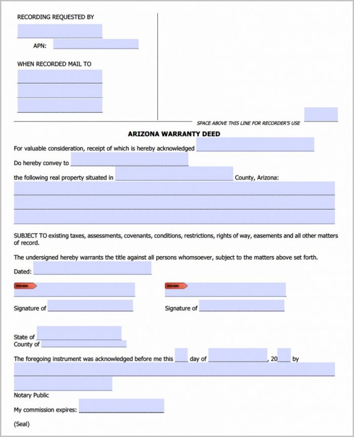 Warranty Deed Form For Arizona Warranty Deed Form For Arizona