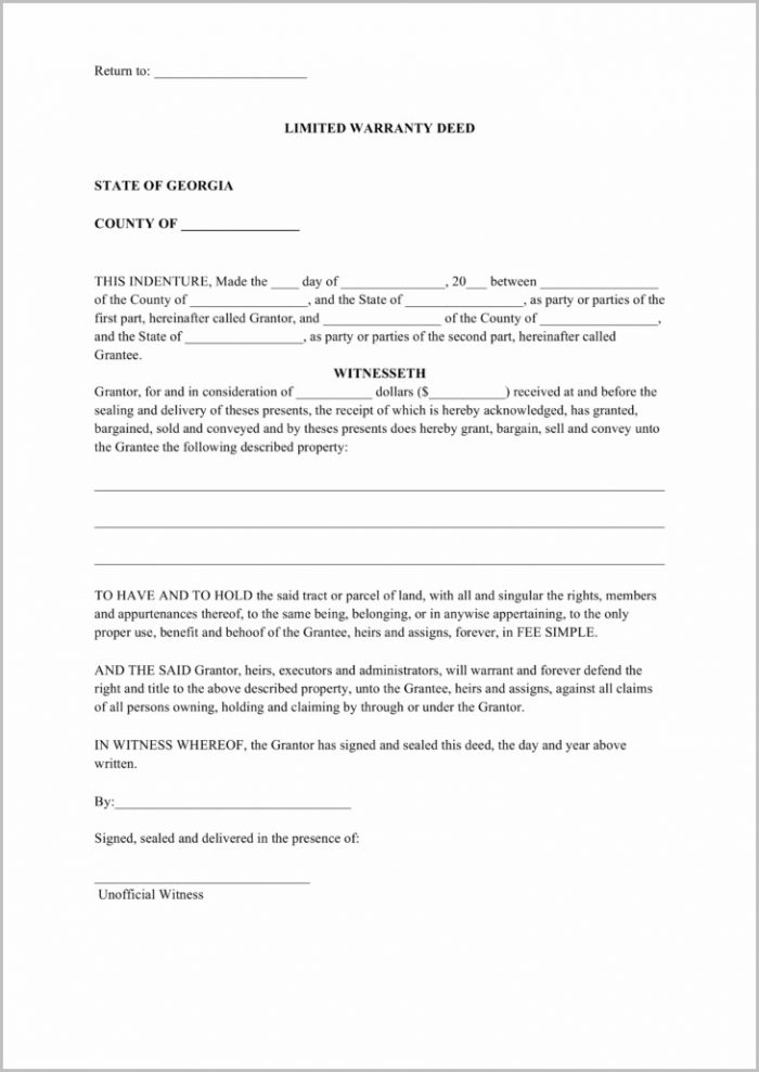 Warranty Deed Form Georgia Warranty Deed Form Georgia