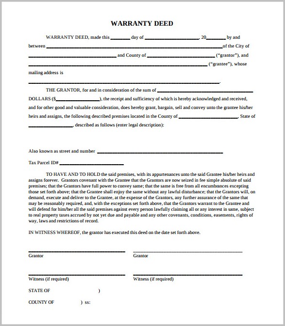 Warranty Deed Form Sample Warranty Deed Form Sample