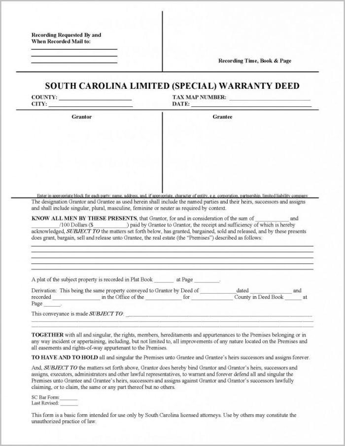 Warranty Deed Form South Carolina Warranty Deed Form South Carolina