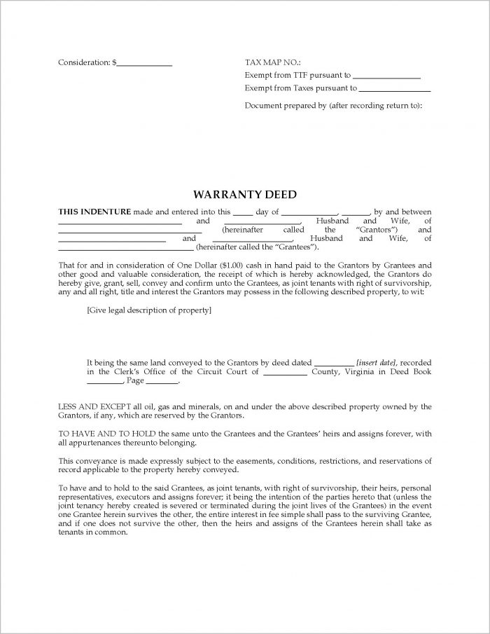 Warranty Deed Form Virginia Warranty Deed Form Virginia