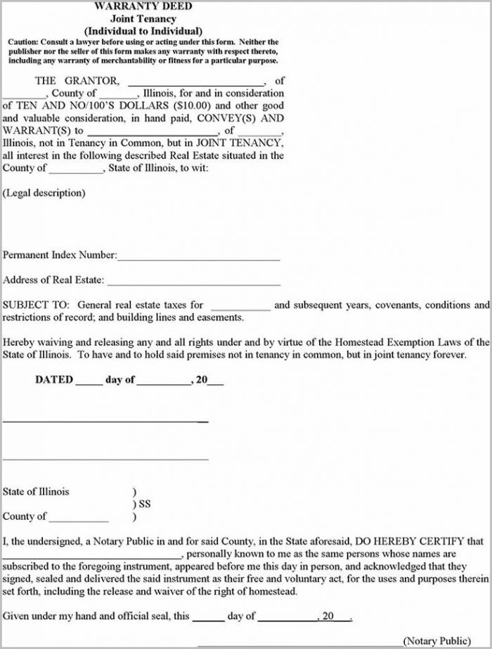 Warranty Deed Joint Tenancy Form Warranty Deed Joint Tenancy Form