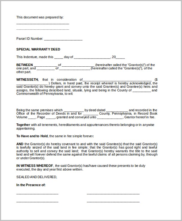Warranty Deed Pennsylvania Form Warranty Deed Pennsylvania Form