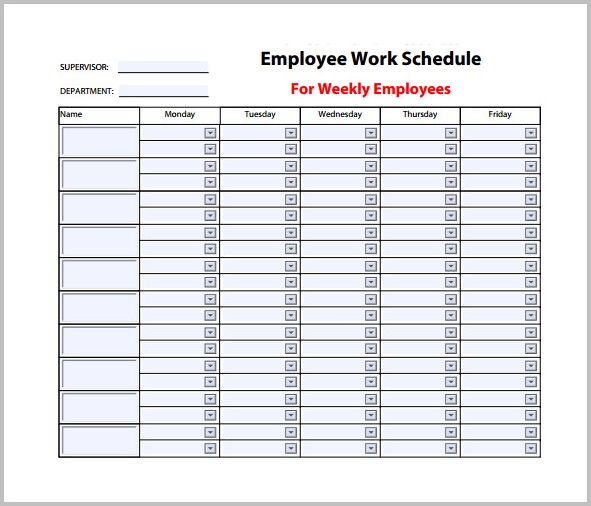 Weekly Work Schedule Template Pdf Weekly Work Schedule Template Pdf
