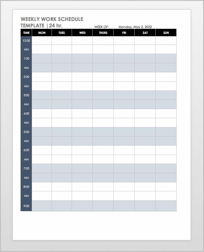 Weekly Work Schedule Template Word Weekly Work Schedule Template Word