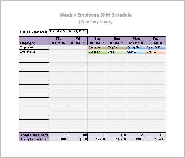 Work Schedule Template Daily Work Schedule Template Daily