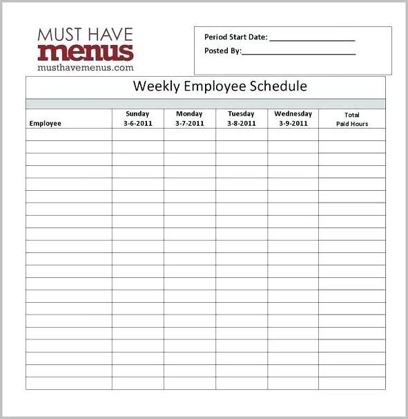 Work Schedule Template Free Printable Work Schedule Template Free Printable