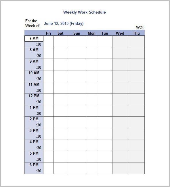 Work Schedule Template Word Work Schedule Template Word