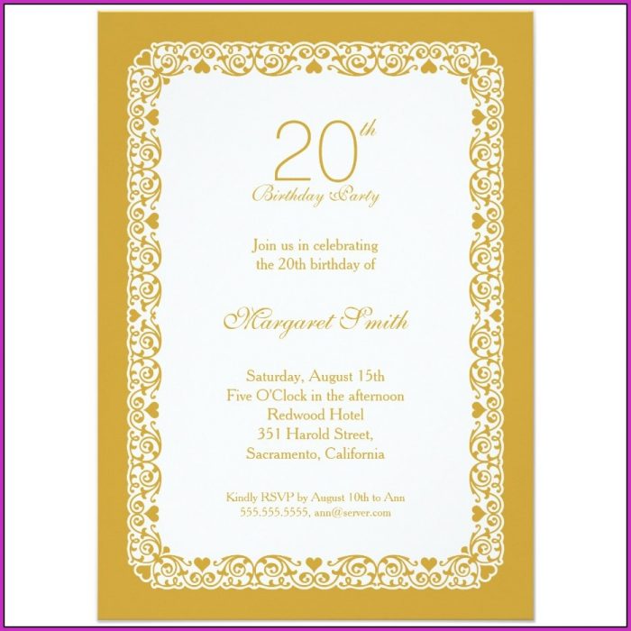 20th Birthday Invitation Templates 20th Birthday Invitation Templates