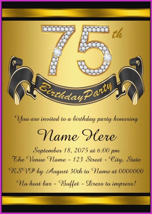 75th Birthday Invitation Templates Free 75th Birthday Invitation Templates Free