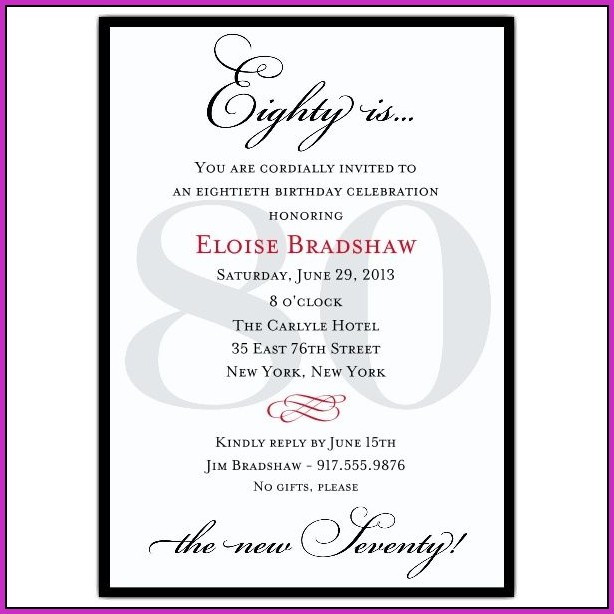 80th Birthday Invitation Templates 80th Birthday Invitation Templates