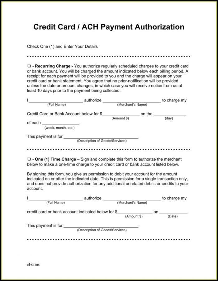 Ach Credit Authorization Form Template Ach Credit Authorization Form Template