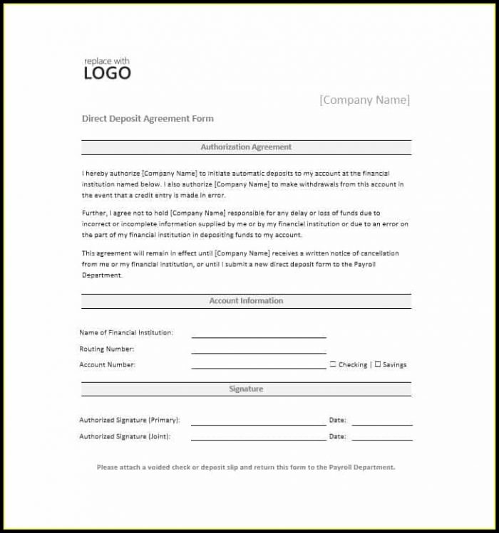 Ach Deposit Form Template Ach Deposit Form Template