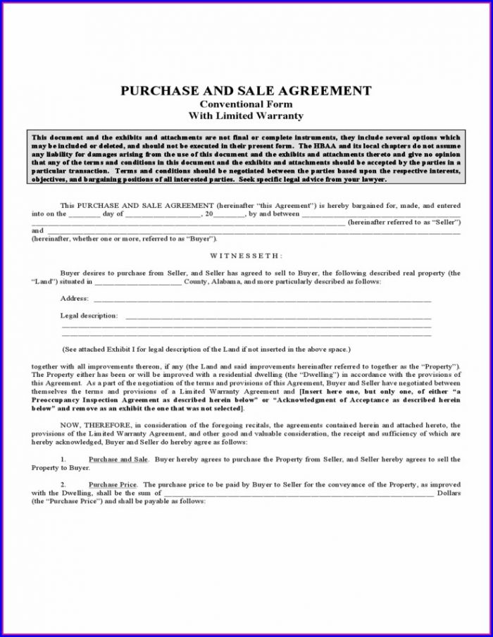 Alabama Real Estate Sales Contract Template Alabama Real Estate Sales Contract Template