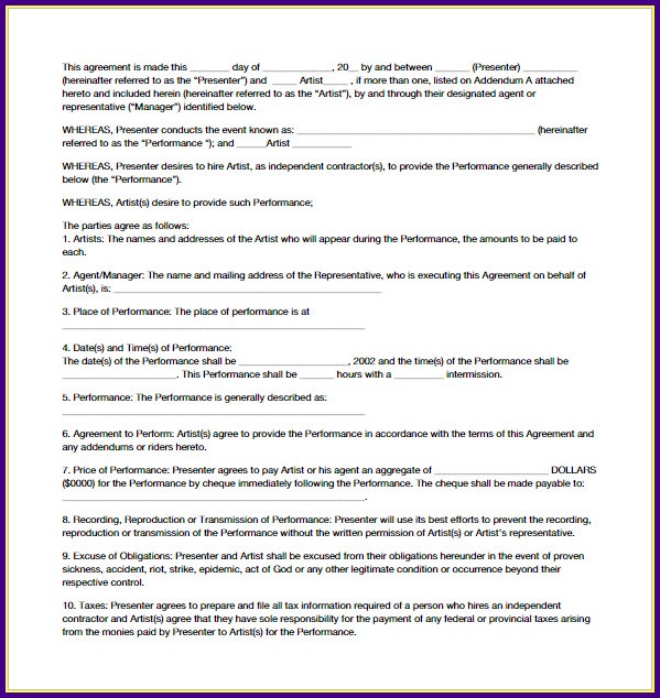 Artist Consignment Agreement Template Artist Consignment Agreement Template