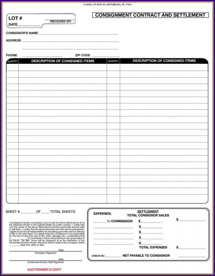 Auction Consignment Agreement Template Auction Consignment Agreement Template