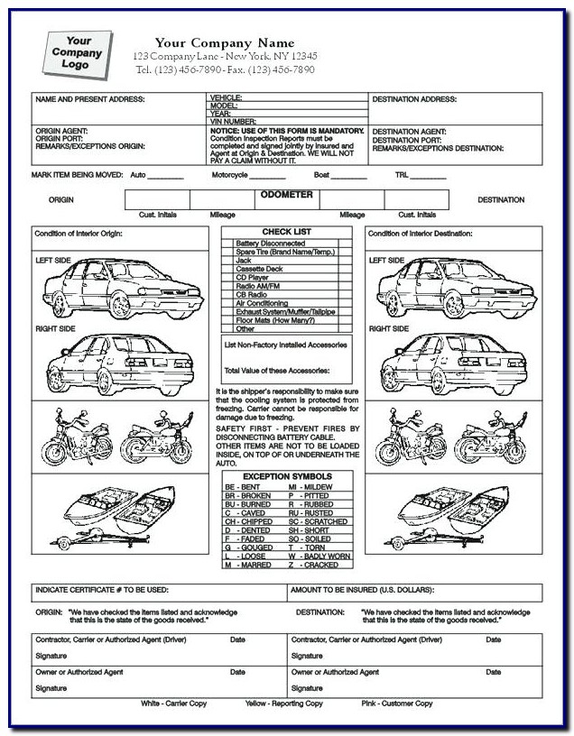 Bill Of Lading Form For Car Transport Bill Of Lading Form For Car Transport
