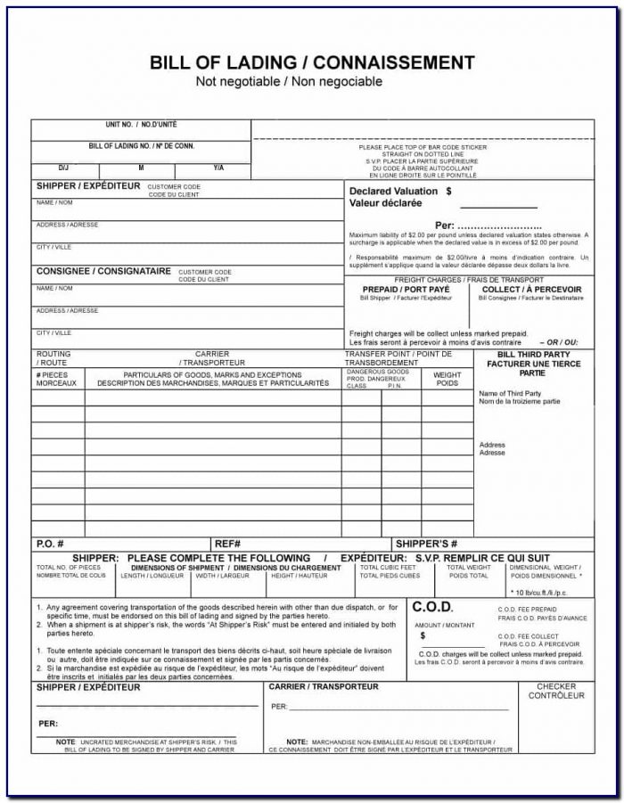 Bill Of Lading Format Download Bill Of Lading Format Download