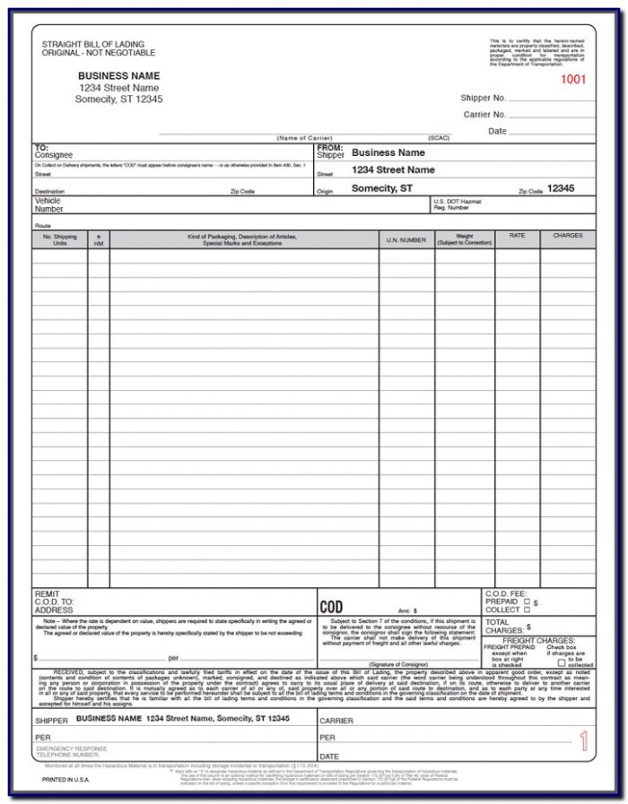 Bill Of Lading Instructions Template Bill Of Lading Instructions Template