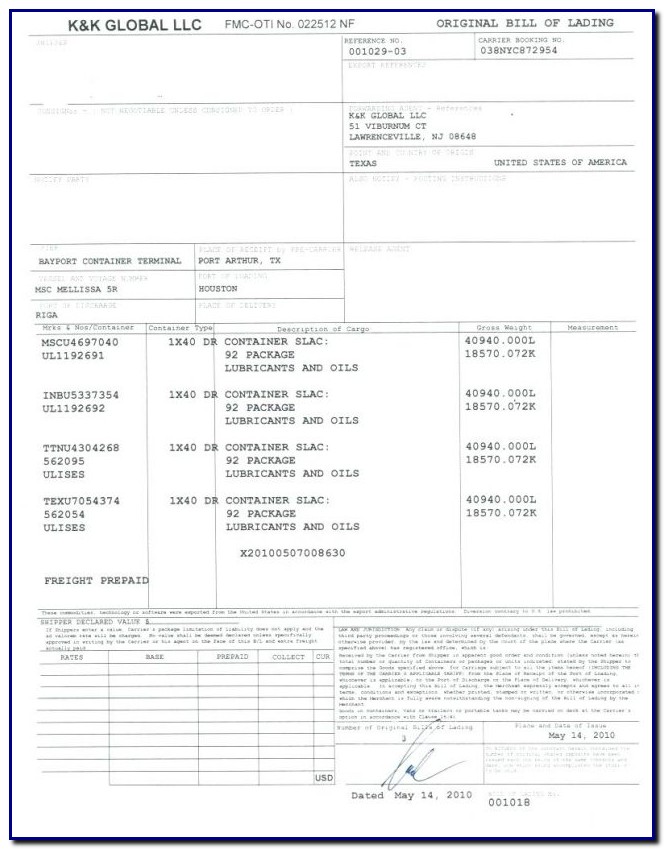 Bill Of Lading Short Form Not Negotiable Template Bill Of Lading Short Form Not Negotiable Template