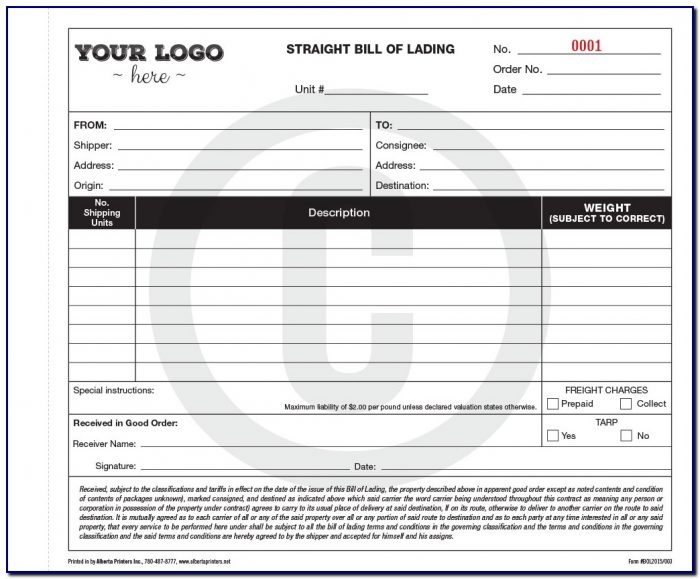 Bill Of Lading Template Alberta Bill Of Lading Template Alberta