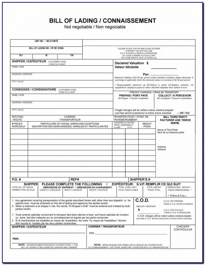 Bill Of Lading Template Australia Bill Of Lading Template Australia