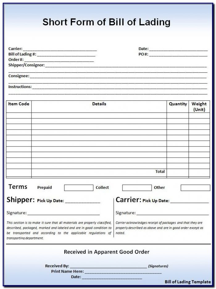 Bill Of Lading Template Dangerous Goods Bill Of Lading Template Dangerous Goods