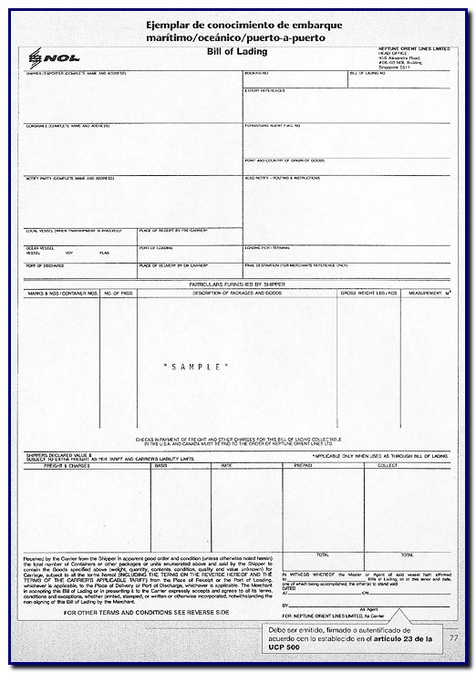 Bill Of Lading Template Doc Bill Of Lading Template Doc