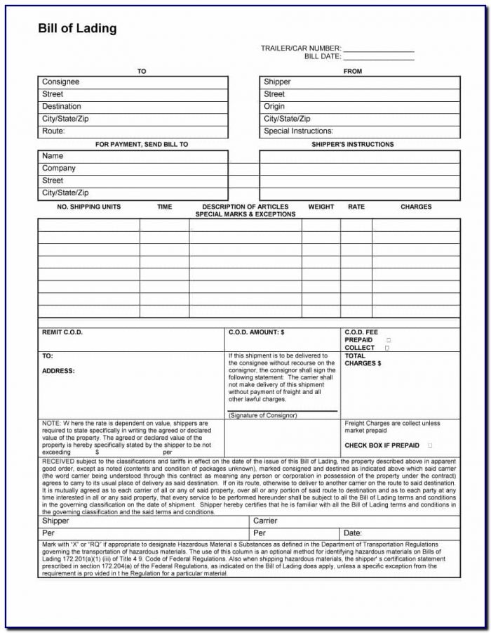 Bill Of Lading Template Excel 2003 Bill Of Lading Template Excel 2003