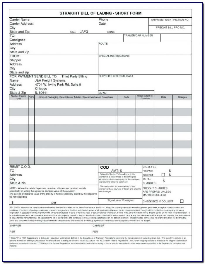 Bill Of Lading Template Excel 2007 Bill Of Lading Template Excel 2007
