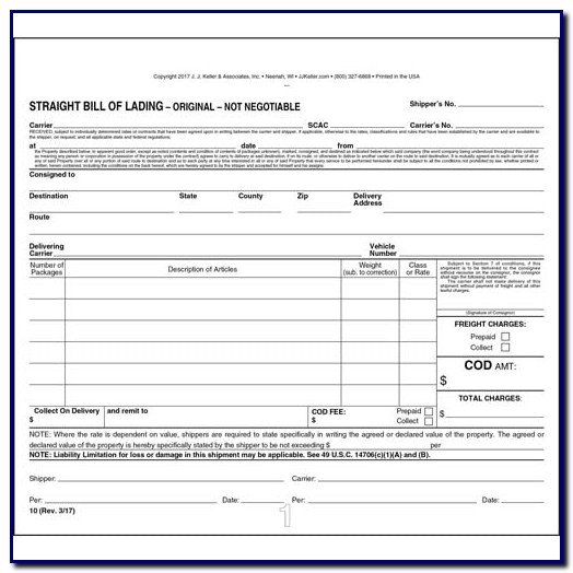 Bill Of Lading Template For Trucking Bill Of Lading Template For Trucking