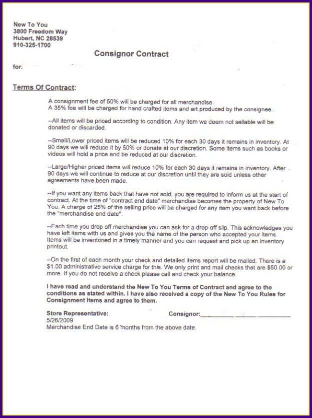 Clothing Consignment Agreement Template Clothing Consignment Agreement Template
