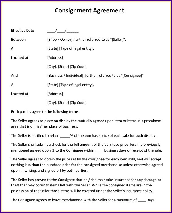 Consignment Agreement Template Free Consignment Agreement Template Free