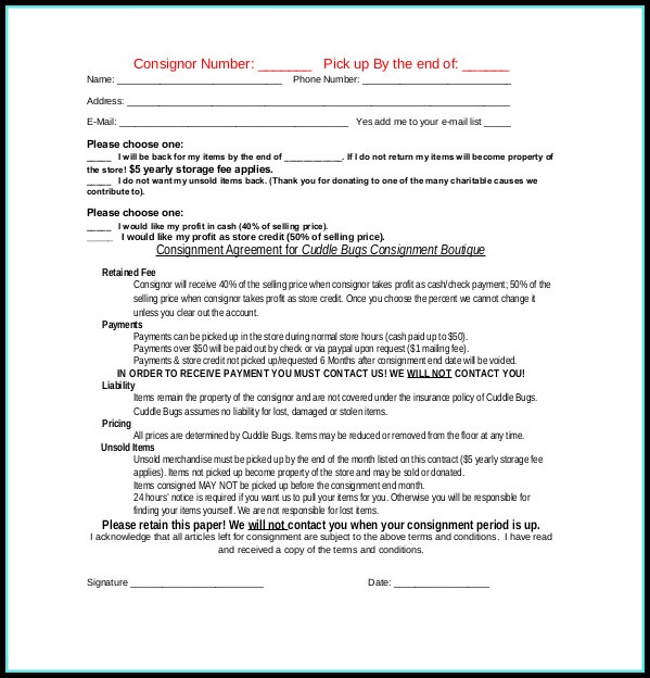 Consignment Contract Template Free Consignment Contract Template Free